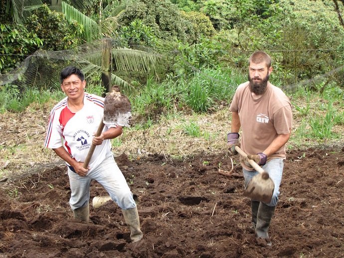 Obligingly tilling the hillside in Las Tolas, Ecuador, a move I’m not sure I would personally repeat, but nevertheless was doing as instructed.