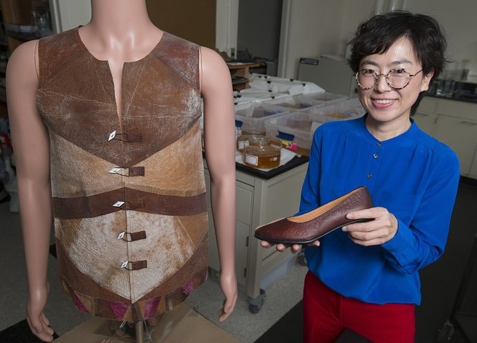 Young-A Lee and her research team have designed a vest and shoe prototype from the cellulosic fiber grown in this lab. Image credit: Christopher Gannon