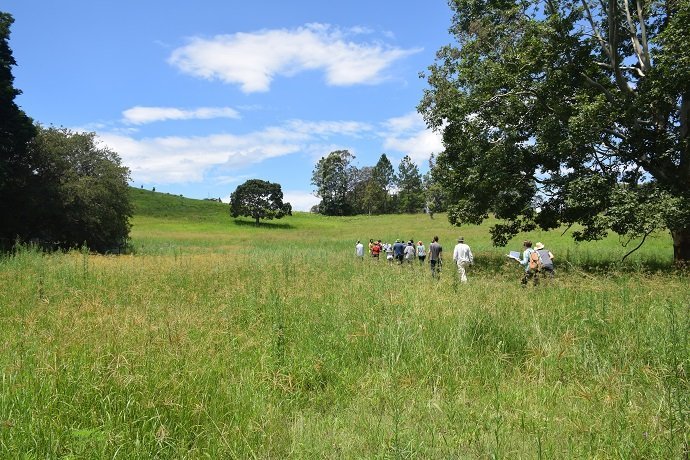 Students walking the property with Fionn for the Zaytuna Farm PDC in 2015
